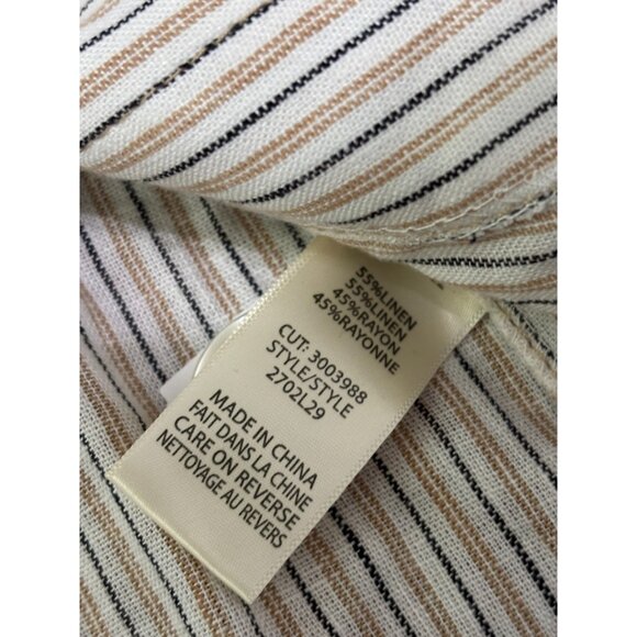 Max Studio Womens Jacket Sz Large White Striped Linen 1 Button Blazer NWT $118 - Picture 6 of 7